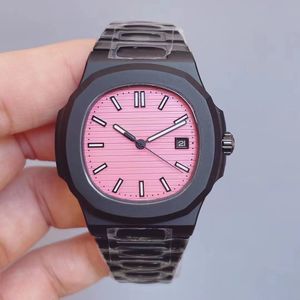 Regalo di Natale maschile Sports orologi meccanici automatici Calendario rosa versatile casual orologio da polso di lusso a zaffiro in acciaio inossidabile completo inossidabile nero