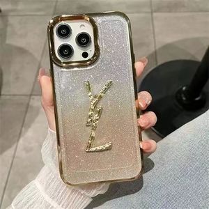 Designer phone case luxury electroplating shiny iphone case for iPhone 15 promax 14 case 13/12 all-inclusive soft rubber fall protection