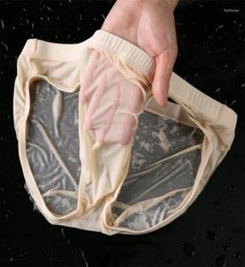 Underpants 12pcs Nylon Spandex Mens Briefs Briefs senza soluzione di continuità di seta ghiacciata Ultratina Cueca mutandine maschile