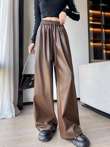 Kadın Pantolon JMPRS Street Giyim Pu Kadınlar Harajuke Hip Hop Yüksek Bel Sahte Deri Pantolon Moda Sonbahar Kış Gevşek Leydi Geniş Bacak