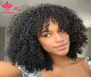 Spiral Curl Afro Kinky Curly Short Cut Bob Wigs With Bangs Brasilianska råa hår peruker för kvinnor Glueless Full Machine Made Cheap Wi1608928