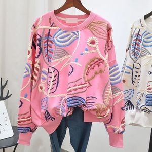 Plus size women's zippered sweater women's round neck cartoon print leaf personalized women's jacket with velvet lining 231224