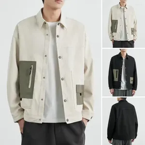 Herrjackor mode män Autumn Winter Jacket Single-Breasted Long Sleeve Loose Lapel Solid Color Cardigan Streetwear Mid Length Coat