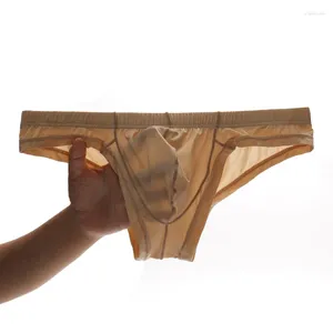 Underpants Männer sexy Slips Eis Seide Transparente Unterwäsche niedrige Taille atmungsaktives Höschen u konvex dünn durchsichtiger Bikini Tanga Dessous