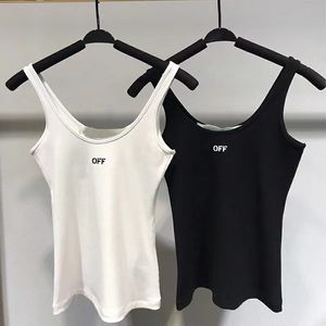 Summer Tank Tops Women Tops Tees Cotton Letter Sticker Sexig Off Axla Black Tank Top Casual ärmlös Backless Top Shirts Casual Sports Party T-shirt