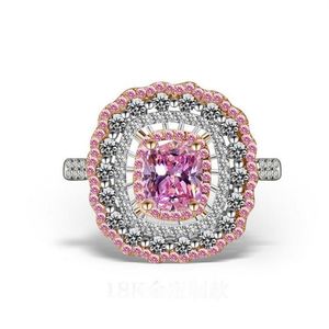 Jóias de luxo mais vendidas feitas artesanais de 18k, forma de almofada branca, forma de almofada rosa Sapphire CZ Diamond Gemtones Mulheres Coroa de Casamento Ban220o