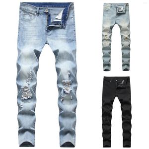 Herren Jeans Arbeit Wäsche Vintage Casual Fold Hole Hosen Stifte Hosen Männer Jean groß und groß