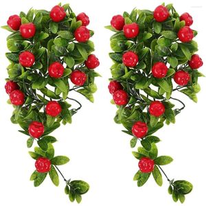 Party Decoration 2 PCS Wall Hanging Decorative Fruit Prop Bunch Fake Faux Plant Vine Simulation Plastic Home Realistic Child Plants