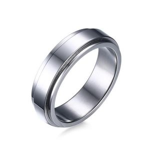 6mm Spinner Ring Männer Edelstahl Doppelschleife Design Biker Schmuck 209y