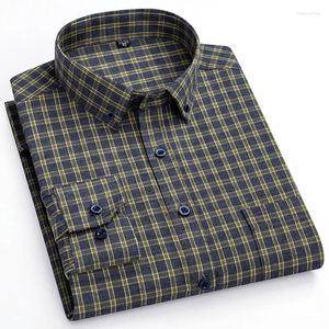 Herren -Freizeithemden täglich Plaid Langschläre gebürstete Stoff geprüftes Design für männliche Tops mit Brusttasche