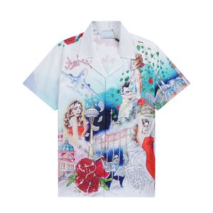 2024 Мужские рубашки дизайнерская футболка набор набор печати Hawaii цветочная повседневная рубашка и короткая свободная шелковая рубашка футболка женская футболка песчаные пляжные шорты летняя рубашка Ss