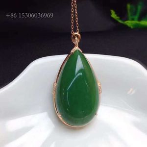 Jóias verdes sgarit atacado de jóias de ouro de pedras preciosas 19x33mm em forma de pêra nefrite jade pingente