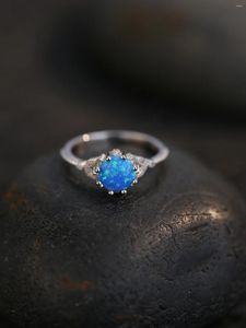 Cluster Rings Pure 925 Silver Women's Opal Ring Inlaid With Shining Zircon Hyperbole Design For Fashion Exquisite Style Need