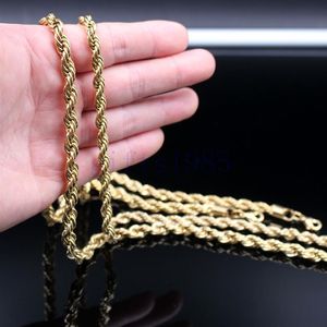 18K IP Gold Plated 24inch Rope chain 6mm 7mm stainless steel necklace Men's fashion style182o
