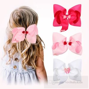 7 Zoll Valentinstag Kinder Große Bögen Haare Clip Mädchen lieben Herz Bow Prinzessin Accessoires Kinder Geburtstagsfeier Barrettes Haarnadeln Z6264