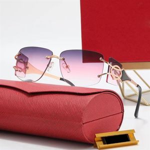 Designer Trend occhiali da sole senza bordo per donne un unico telaio in metallo double oro gradiente nero lente quadrate maschile maschile oculare femminile 286q