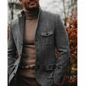 Men's Jackets Coat Winter Parkas Autumn And Herringbone Casual Business Jacket Solid Color Single-breasted North Y2k