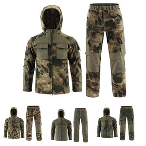 Outdoor z kapturem polarny polarowe spodnie Set Set Hunting strzelanie do Airsoft Gear Ubranie taktyczne kamuflażowe odzież Combat Camoflage NO05-239