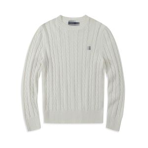 Top Sweater Męski Jesienna i zimowa wełniana polo haftowana dzianina okrągła szyja długie rękawowe gęste sprężyste wielobarte sweter