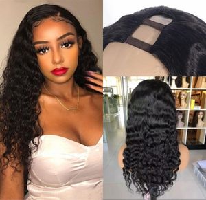 Perucas de cabelo humano cambojano solto onda profunda u parte peruca parte da parte natural cor natural para mulheres negras7700691