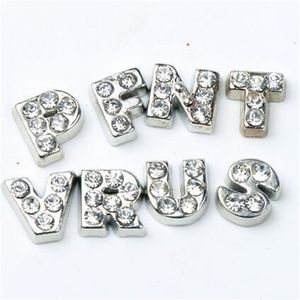 104pcs Lot A-Z Crystal Letter Heart Floating Charm für Glass Living Memory Locket Jewelry Befunde Komponenten298v