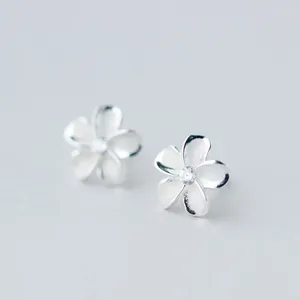 Orecchini per borchie Real 925 Sterling Silver White Zircon Plum Blossom Forma per donne Gioielli Fashion