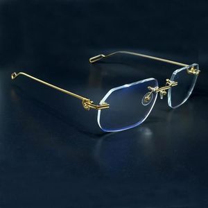 2023 Vintage solglasögon Ny designer lyxiga solglasögon Mens tillbehör Fashion Rimless Stylish Carter Driving Shades Eyewear Gafa266u