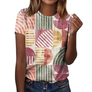 Camisetas femininas moda moda retro texturizada texturizada redonda pescoço curto t-shirt Top Things For Women Clothing Sale