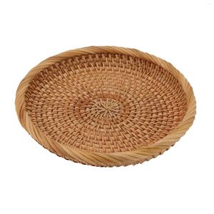 Plates For Home Rattan Fruit Tray Hand Woven Elegant Traditional Natural Serving Kitchen Counter Table