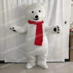 Halloween Schöne Polarbär Maskottchen Kostüme Hochwertige Cartoon Themencharakter Carnival Outfit Weihnachten Kostüm für Männer Frauen Aufführung