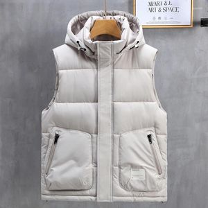 Men's Vests Legible Autumn Winter Warm Sleeveless Jackets Men Casual Hooded Male Solid Loose Vest Man