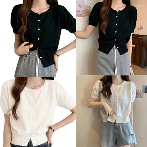 Camisetas femininas Cardigan Cardigan Casual Button Up Sweater para vestidos N7YF