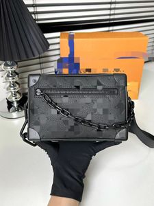 Men's embossed chain box bag All-in-one shoulder bag Crossbody bag 18.5*8*13
