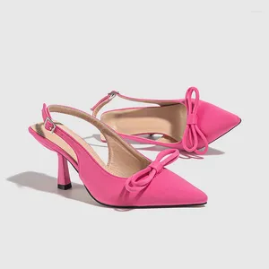 Sandals estate punta fibbia fibbia da donna a spillo tacchi alti slingback pompe a colori solidi scarpe da donna ledies 35-42