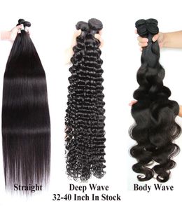 Long Length hair32 34 36 38 40 Inch Whole Soft Brazilian Hair Weaves Human Hairs Extension 1B Natural Black Color 100gBundle6538558