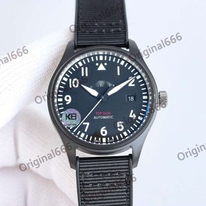 Drogie Menwatch IWC zegarek męskie zegarki Top Gun Wysokiej jakości Auto Mechanical Uhren Super Luminous Data Watchmen Nowy pasek fluorowy Montre Pilot Luxe 3KKt