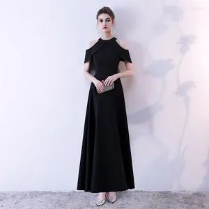 Ethnic Clothing Zespół Wydajność Kostium Czarna Druhna Sukienka Elegancka szczupła vestidos Kobiety Plus Size Qipao Sexy Fashion Evening Party