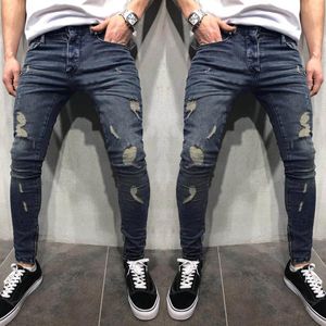 Men's Jeans Bodybuilding Skin Mens Sports Length Denim Pants Fitness Pocket Full Casual Men Jean