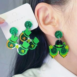 Orecchini penzolanti St. Patrick's Day Green Acrilic per donne Design Fashi
