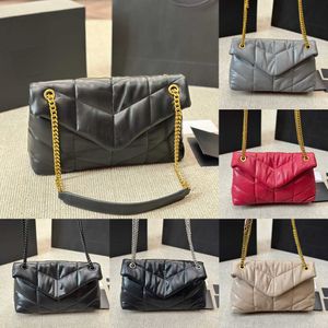 Designer Women Mirror Quality Puffer Loulu-Bag Luxury Chain Bags Tote Shoulder Crossbody Handbags Classic Soft Leather Wallet 231225