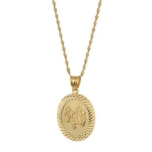Profet Muhammad Allah Pendant Necklace for Women Men Gold Color Mellanöstern Islamiska arabiska Ahmed Muslimska smycken176d