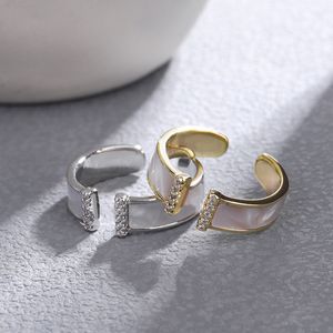 Open Ring Mens Gold Frauen Silber Ringe Klassische Männer Klassiker Luxusbrief mit Shell Titanium Stahl Designer für Frauen Frau Mädchen Mode Jewlery