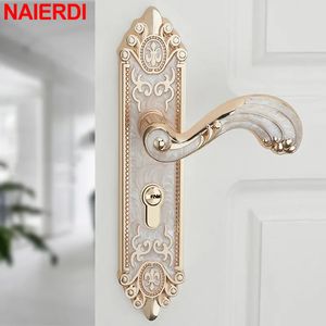 Naierdi Fashion European Room Door Lock Home Bedroom Wood Door Furnitureの豪華なドアハンドル231222