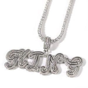 A-Z Anpassade namnbokstäver halsband Mens mode hiphop smycken kursiv isad ut guldinledande bokstav hänge halsband279e