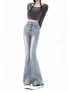 Kvinnors jeans wcfcx studio flare kvinna hög midja stretch smal denim kvinnor tight pant mode street stil vintage casual byxor