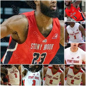 Bär anpassade Stony Brook Seawoes Basketball Jersey NCAA College Elijah Olaniyi Makale Foreman Andrew Garcia Miles Latim