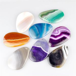 Natural Gem stones Semi Precious Stones Mix Stripe Agate Beads Pendant Tear Drop Agate Charms For Jewelry Necklace Making226C