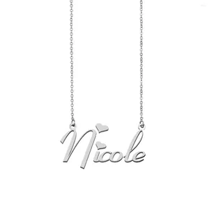 Подвесные ожерелья Николь Название колье персонализированное для женского хокера из нержавеющей стали золото, покрытая алфавитом