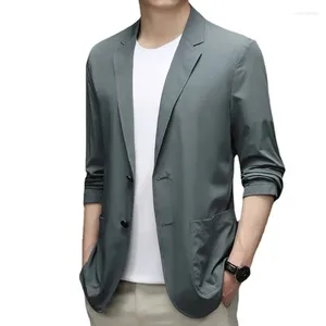 Men's Suits 2024 Black Suit Men Spring Summer Thin Small Business Casual Clothes Trendy Single West Soild Color Coats