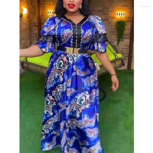 Ethnic Clothing African Dresses For Women 2023 Plus Size Evening Party Long Dress Africa Elegant Turkey Muslim Print Maxi